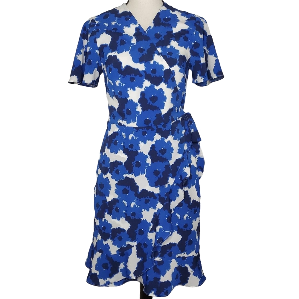 BANANA REPUBLIC blue casual floral wrap dress